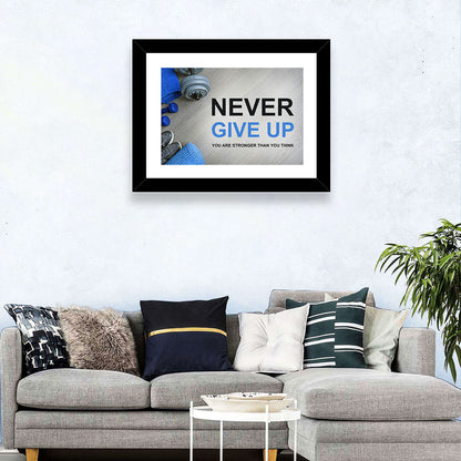 Never Give Up Fitness Typography Wall Art