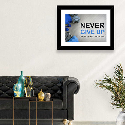Never Give Up Fitness Typography Wall Art