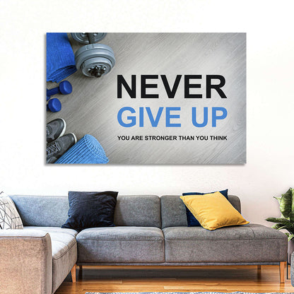 Never Give Up Fitness Typography Wall Art