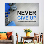 Never Give Up Fitness Typography Wall Art