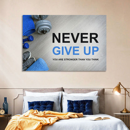 Never Give Up Fitness Typography Wall Art