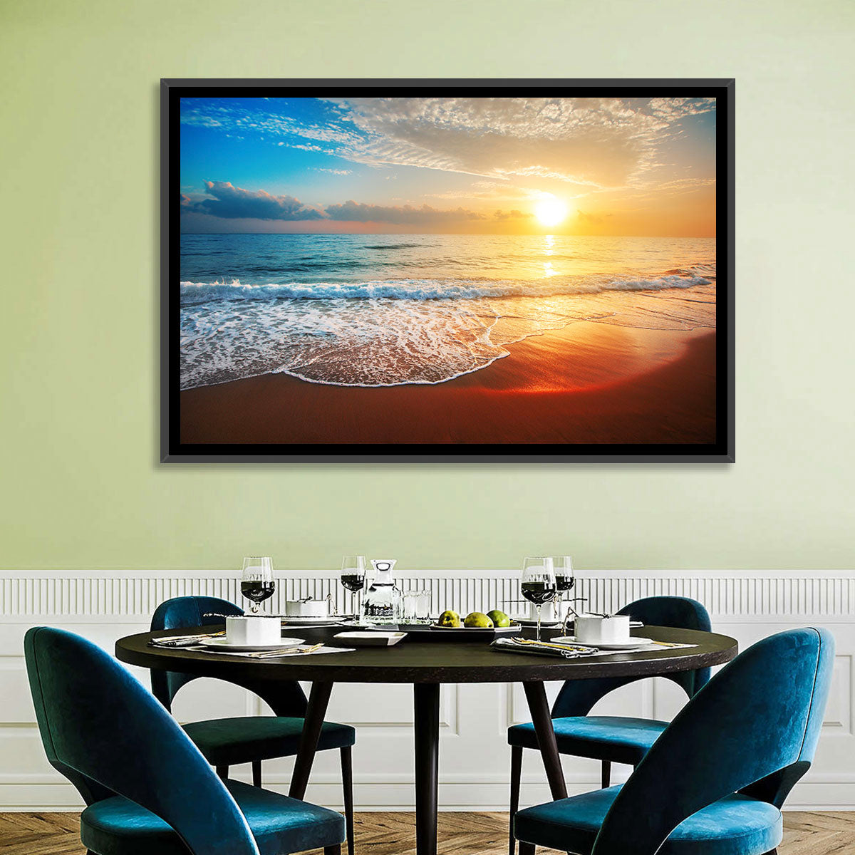Golden Sea Sunset Wall Art