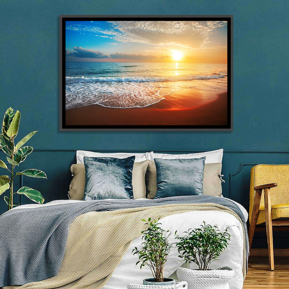 Golden Sea Sunset Wall Art