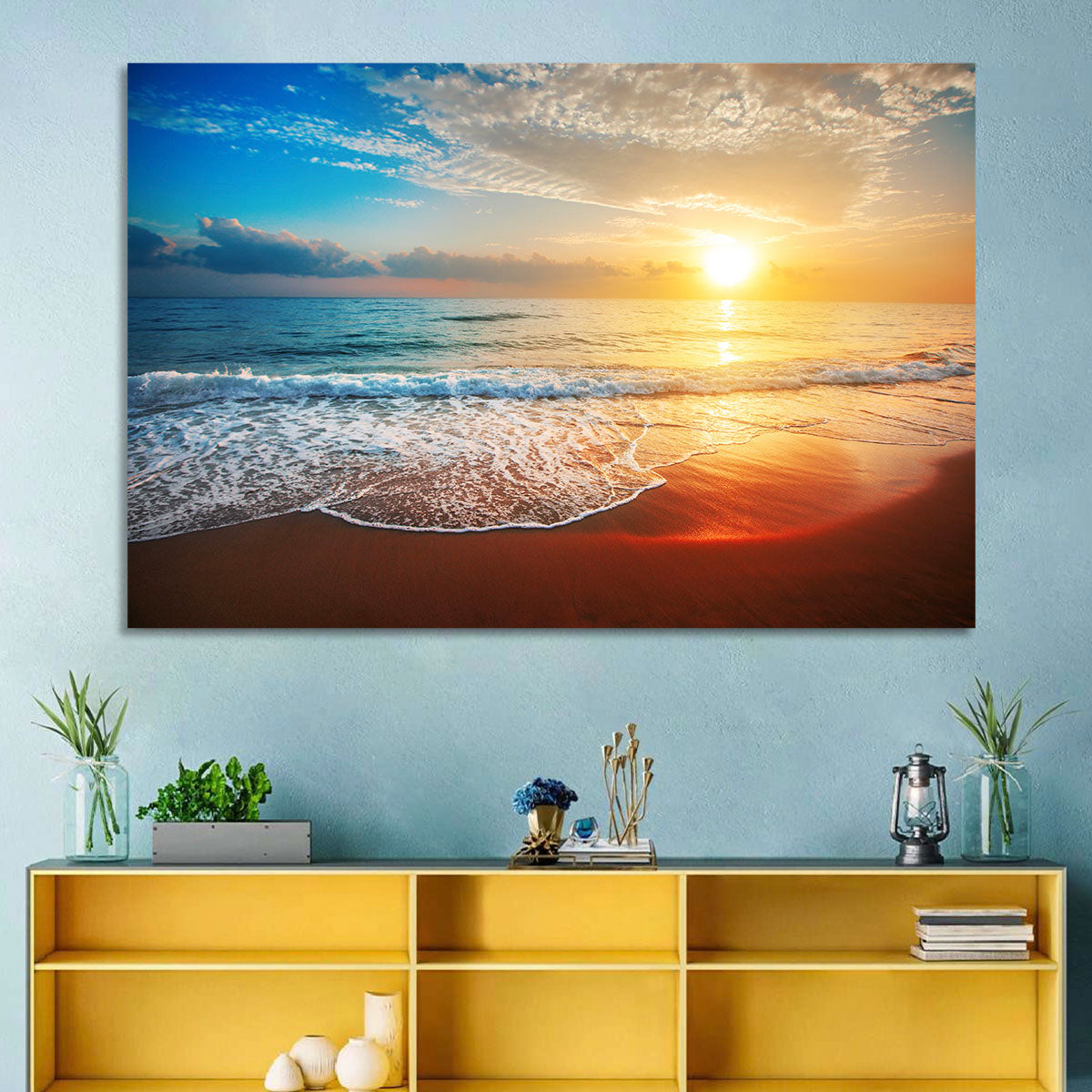 Golden Sea Sunset Wall Art