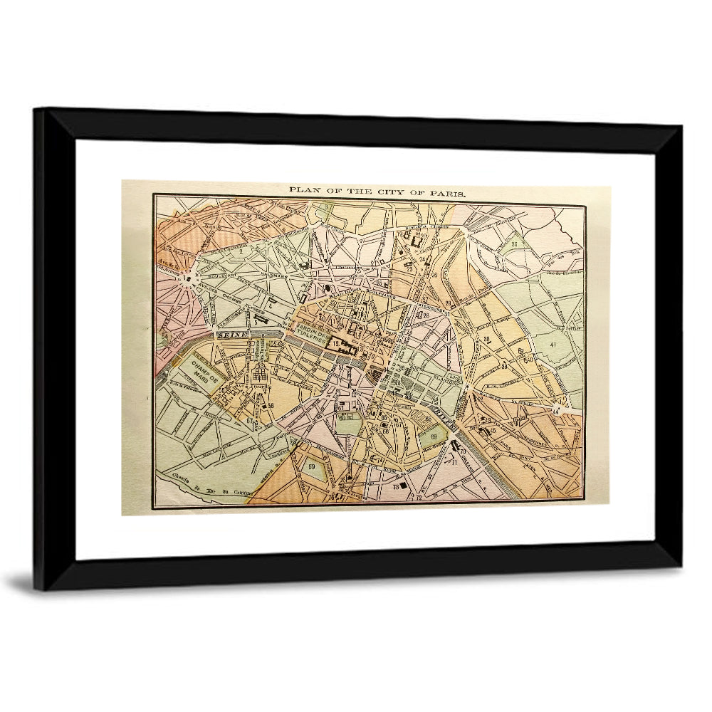 Plan of Paris Wall Art