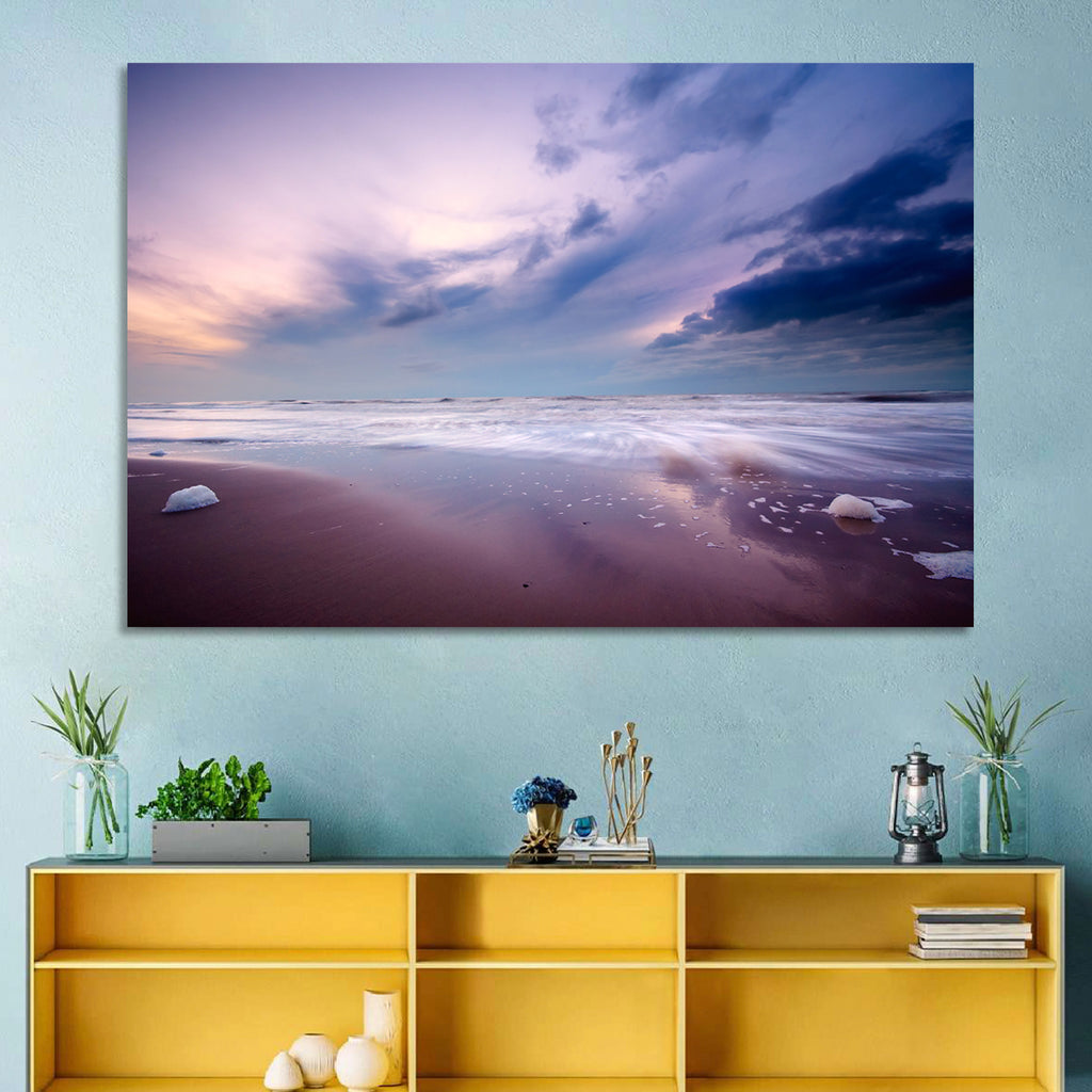 Purple Night Beach Wall Art