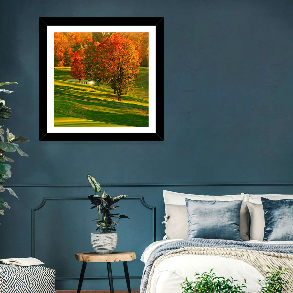 Golden Hour Golf Course Wall Art in a room, landscape