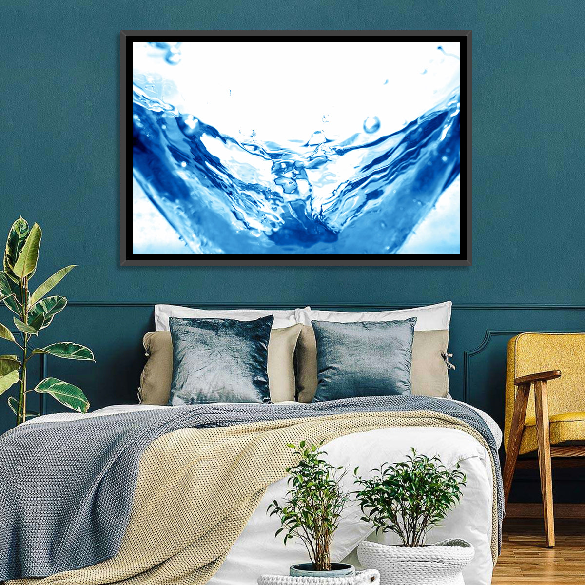 High-speed Water Splash Wall Art in a room, landscape