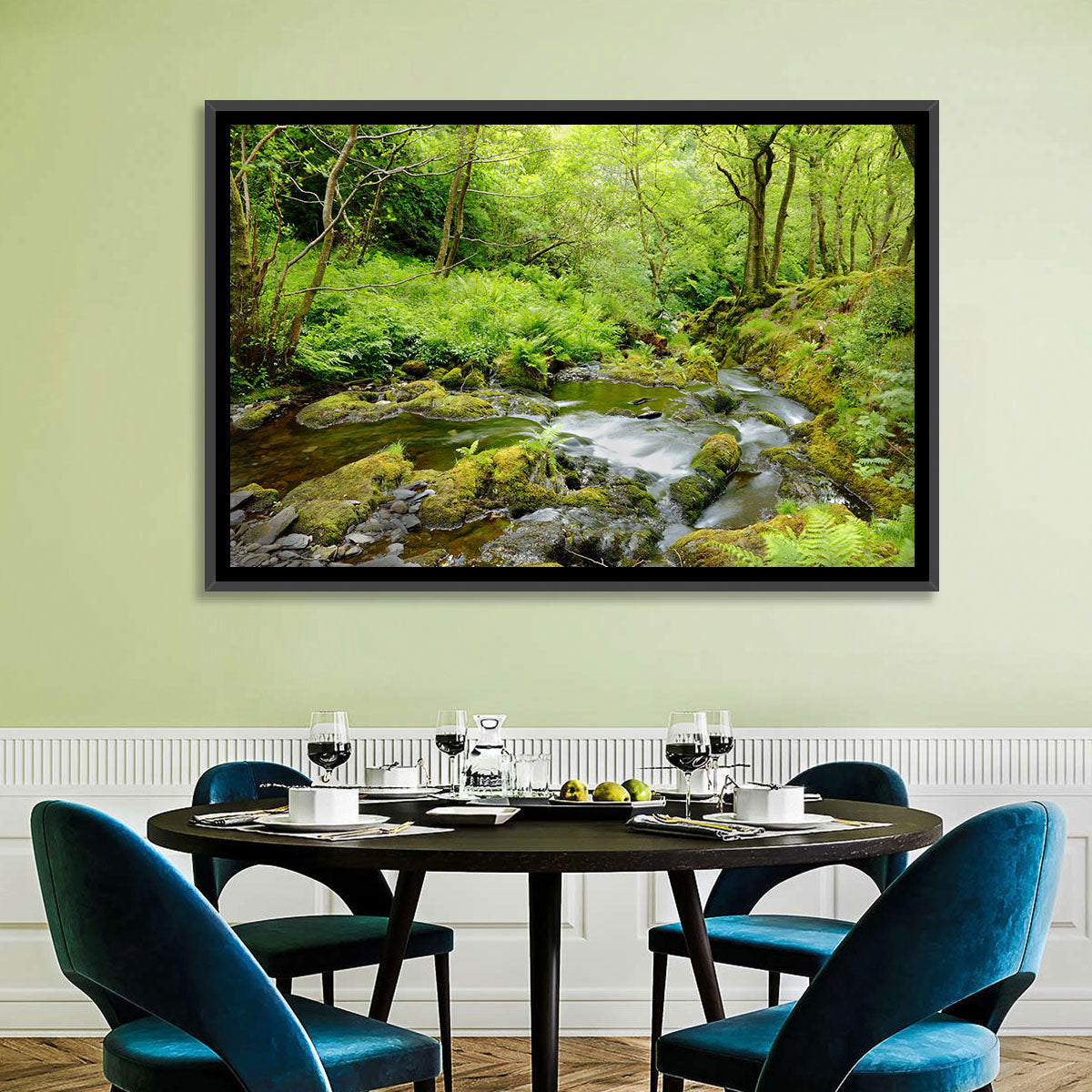 Mossy Stream Through Forest Wall Art