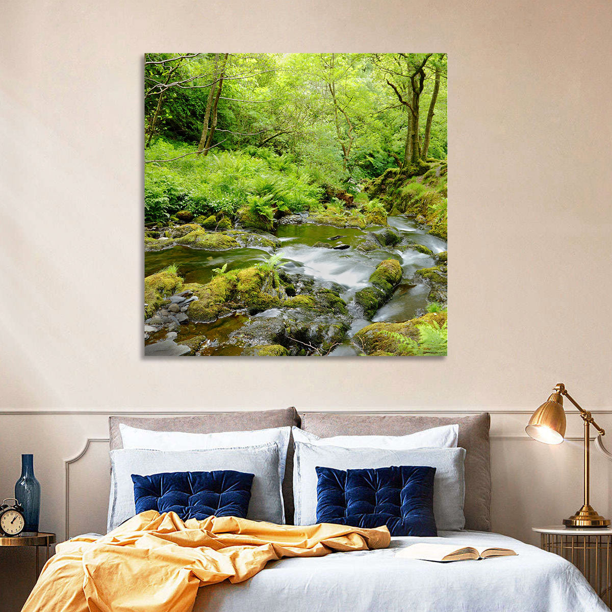 Mossy Stream Through Forest Wall Art