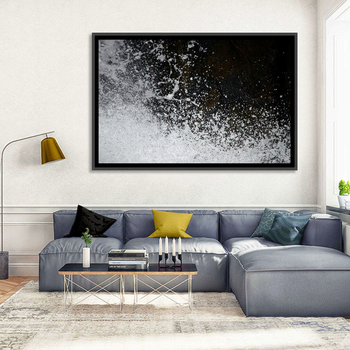 High-speed Water Splash Wall Art in a room, landscape