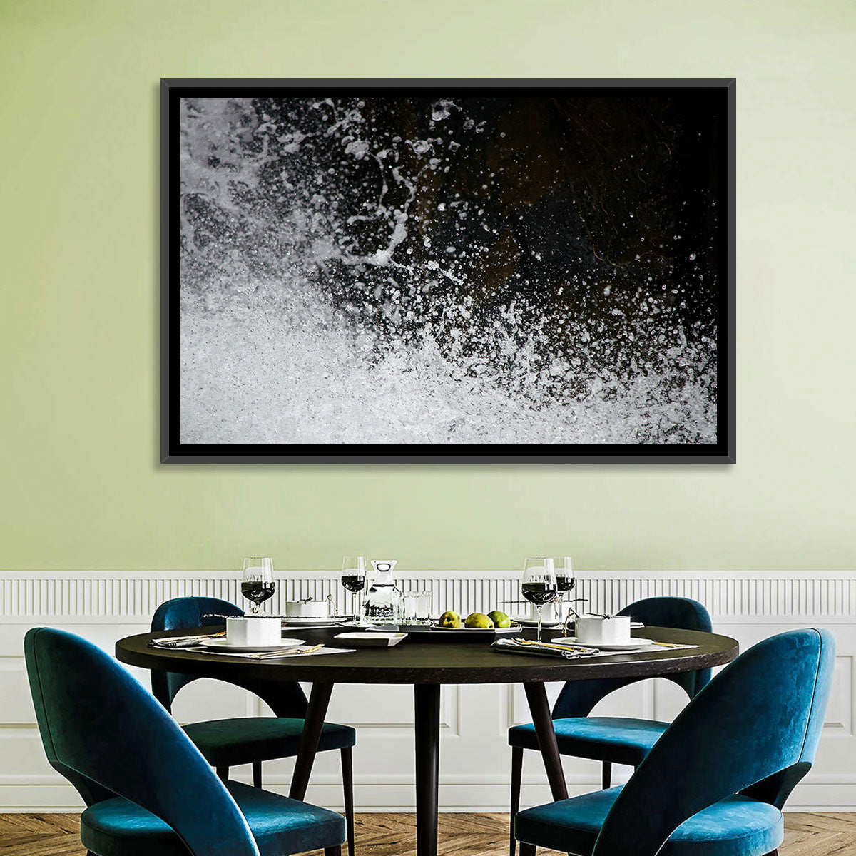 High-speed Water Splash Wall Art in a room, landscape