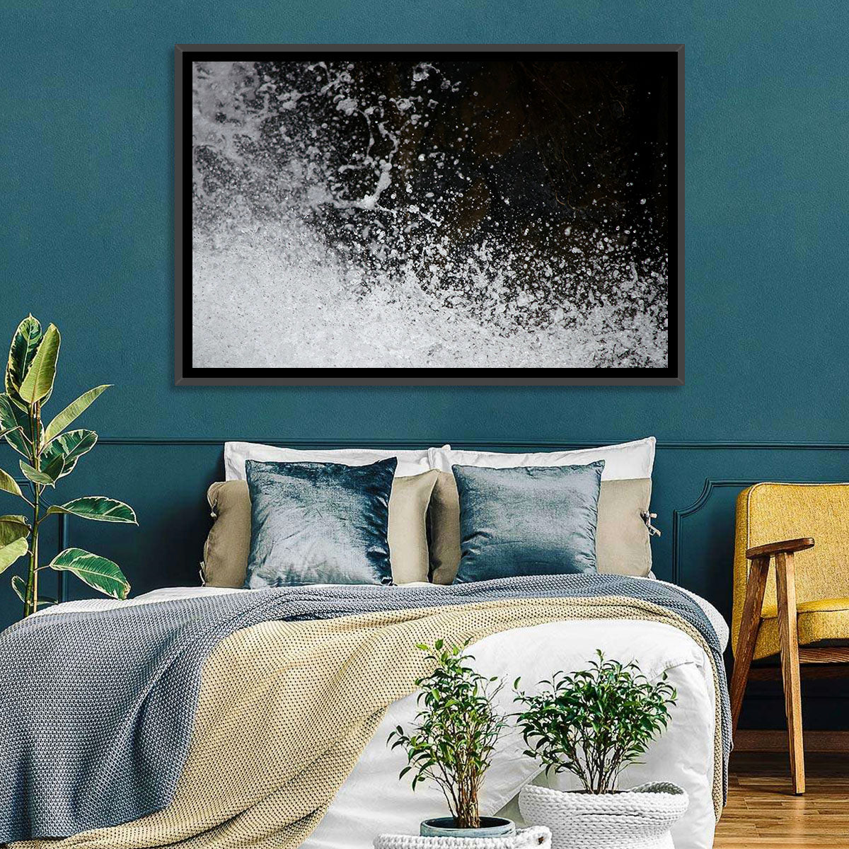 High-speed Water Splash Wall Art in a room, landscape