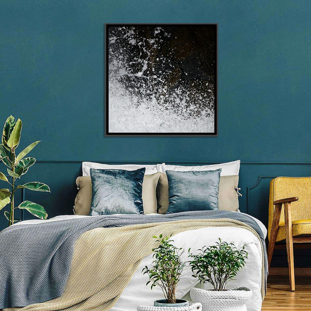 High-speed Water Splash Wall Art in a room, landscape