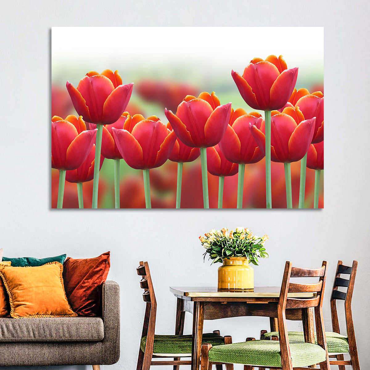 Red Tulips with Yellow Tips Wall Art