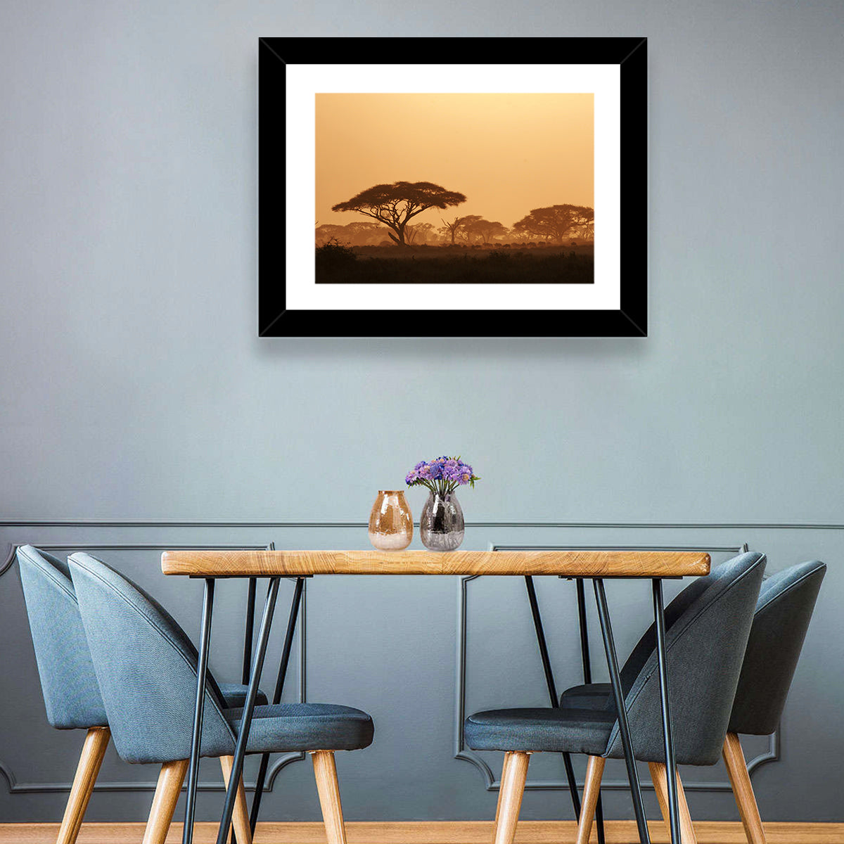 Amboseli Savanna Sunset Wall Art in a room, landscape