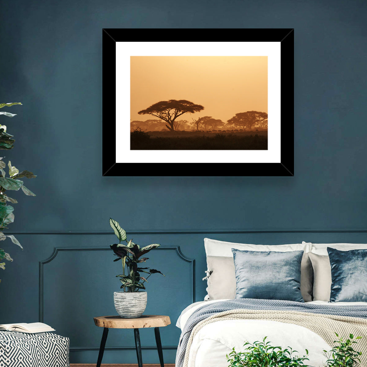 Amboseli Savanna Sunset Wall Art in a room, landscape