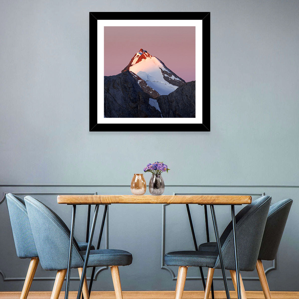 Mount Chimtarga Alpenglow Wall Art in a room, landscape