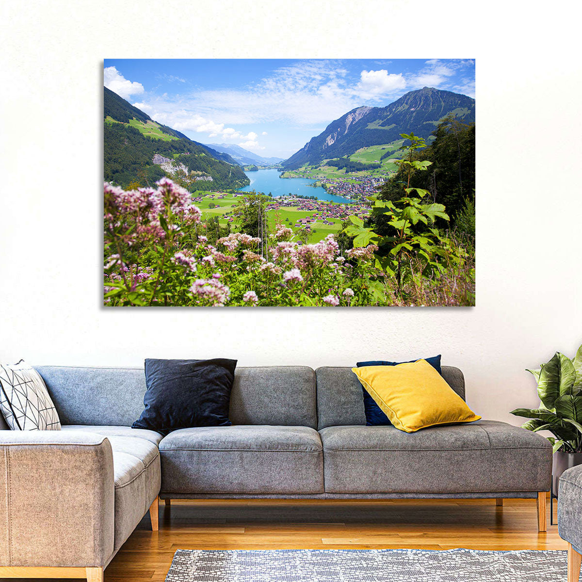 Lungern Village with Wildflowers Wall Art