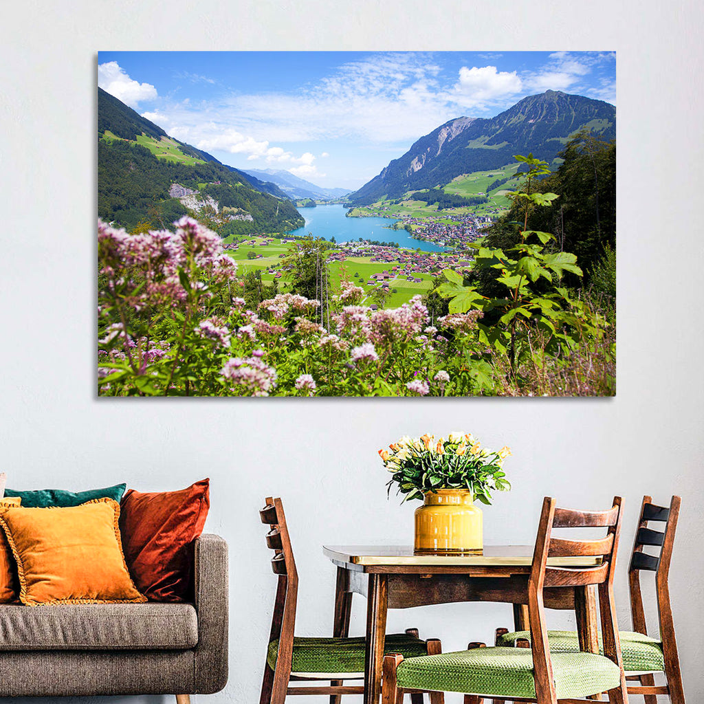 Lungern Village with Wildflowers Wall Art