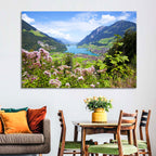 Lungern Village with Wildflowers Wall Art