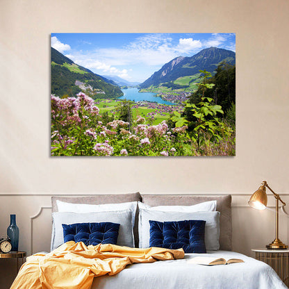 Lungern Village with Wildflowers Wall Art