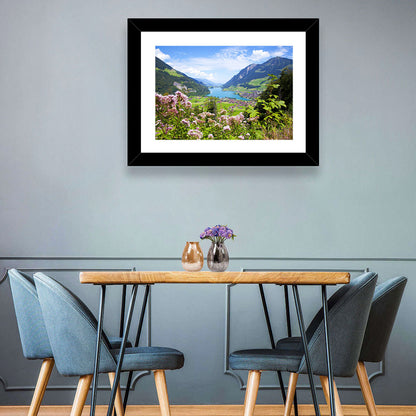 Lungern Village with Wildflowers Wall Art