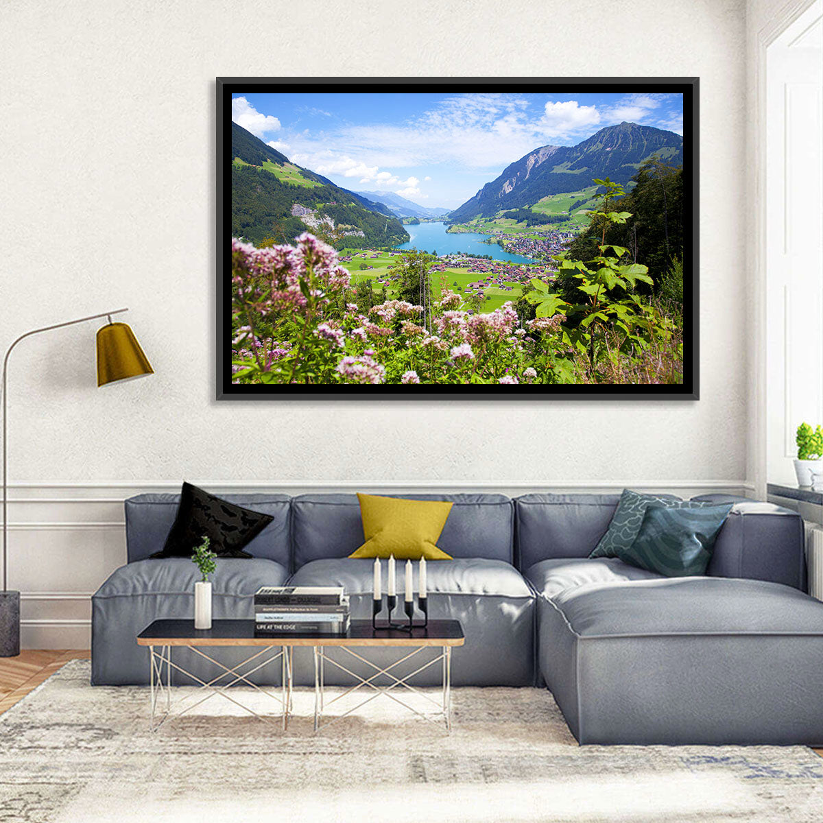 Lungern Village with Wildflowers Wall Art