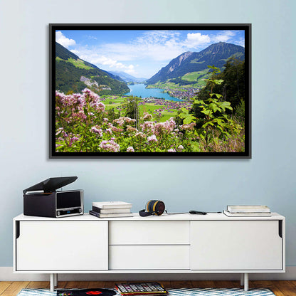 Lungern Village with Wildflowers Wall Art