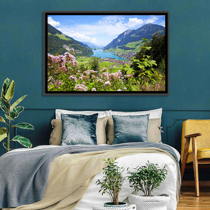 Lungern Village with Wildflowers Wall Art