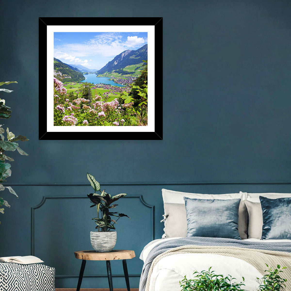 Lungern Village with Wildflowers Wall Art