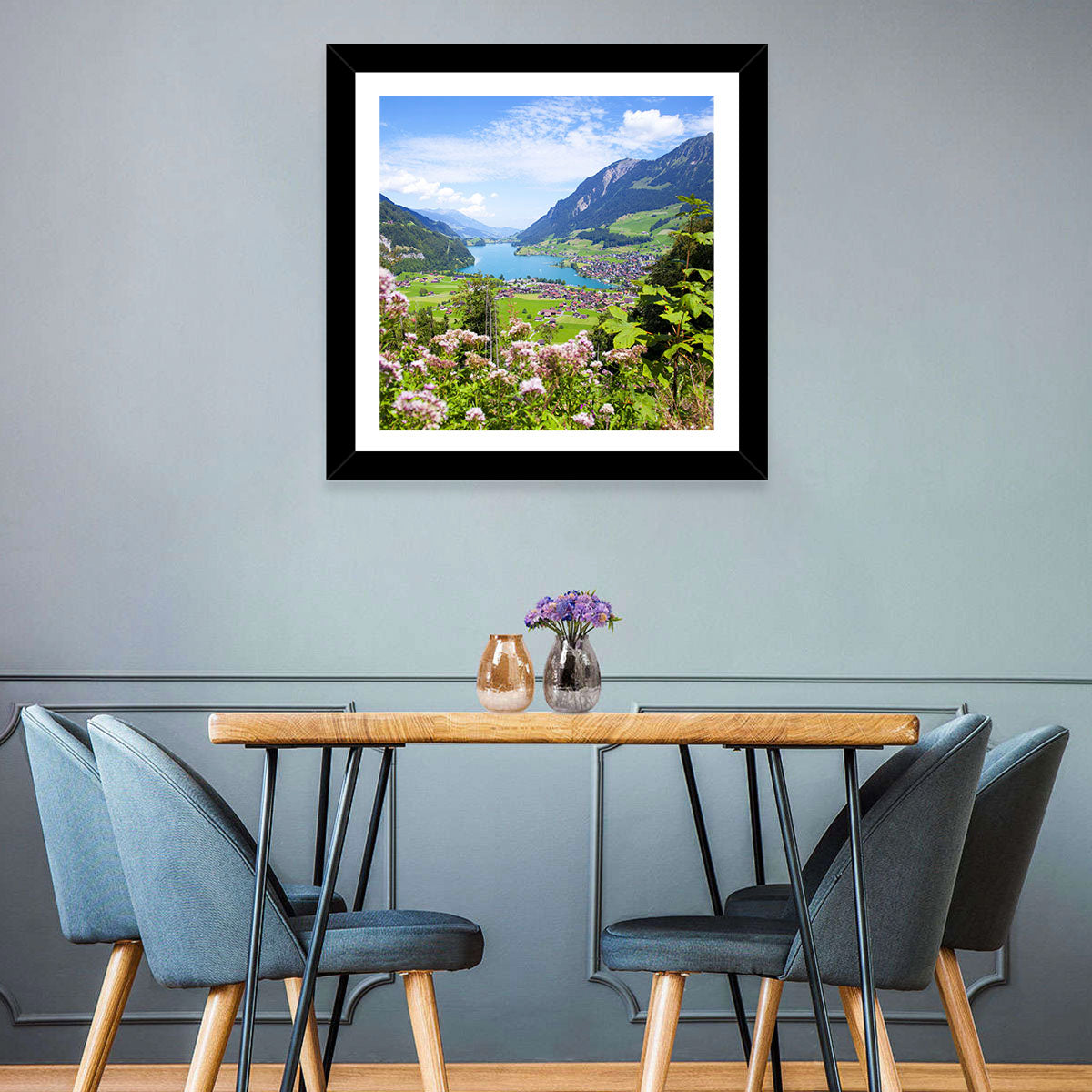Lungern Village with Wildflowers Wall Art