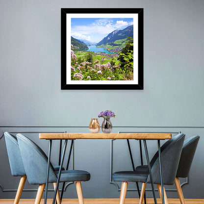 Lungern Village with Wildflowers Wall Art