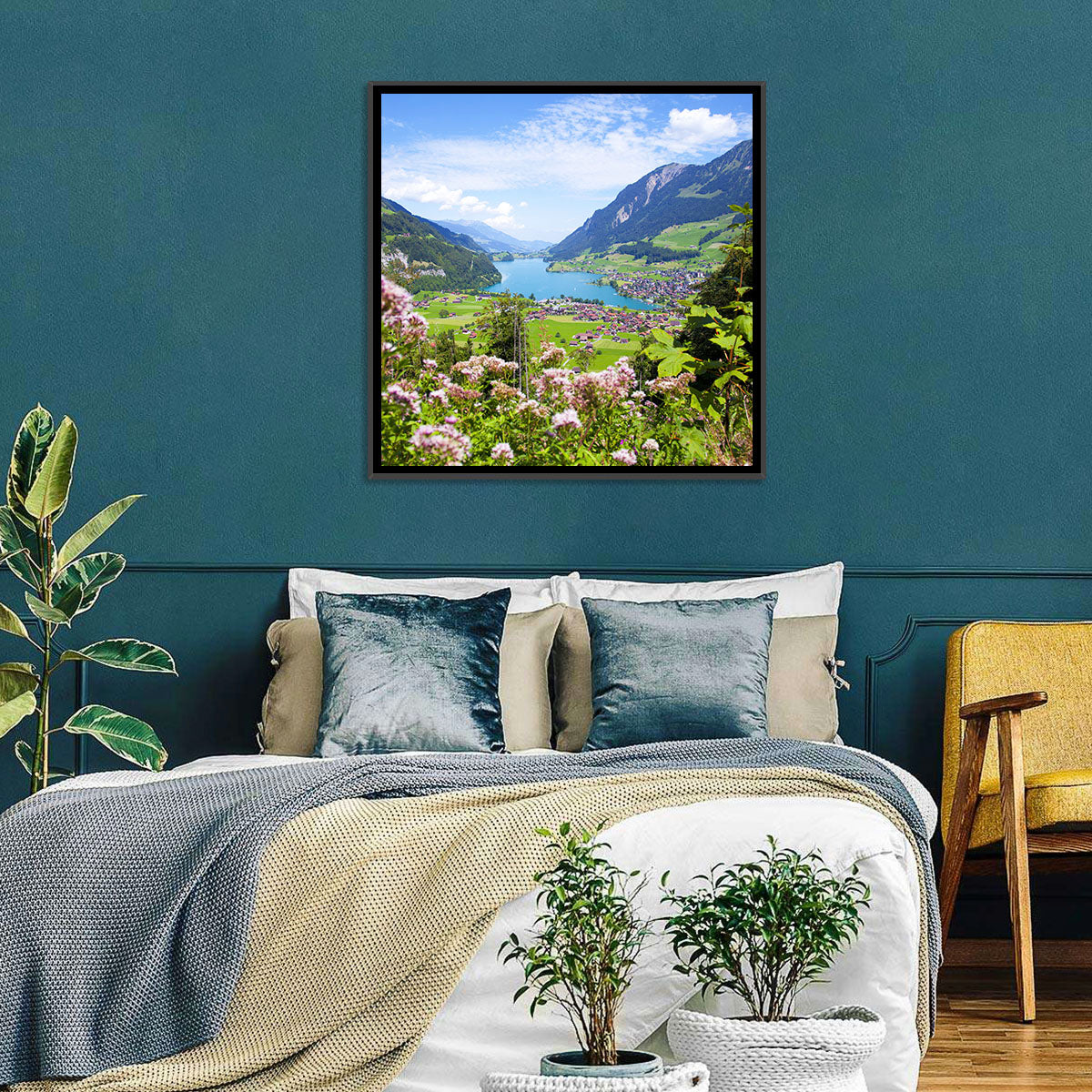 Lungern Village with Wildflowers Wall Art
