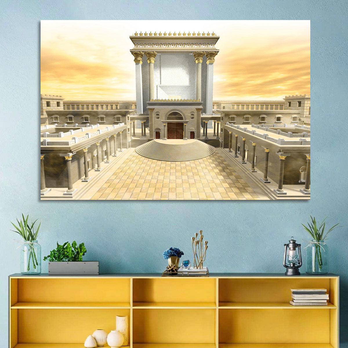 Herodian Temple at Sunset Wall Art in a room, landscape