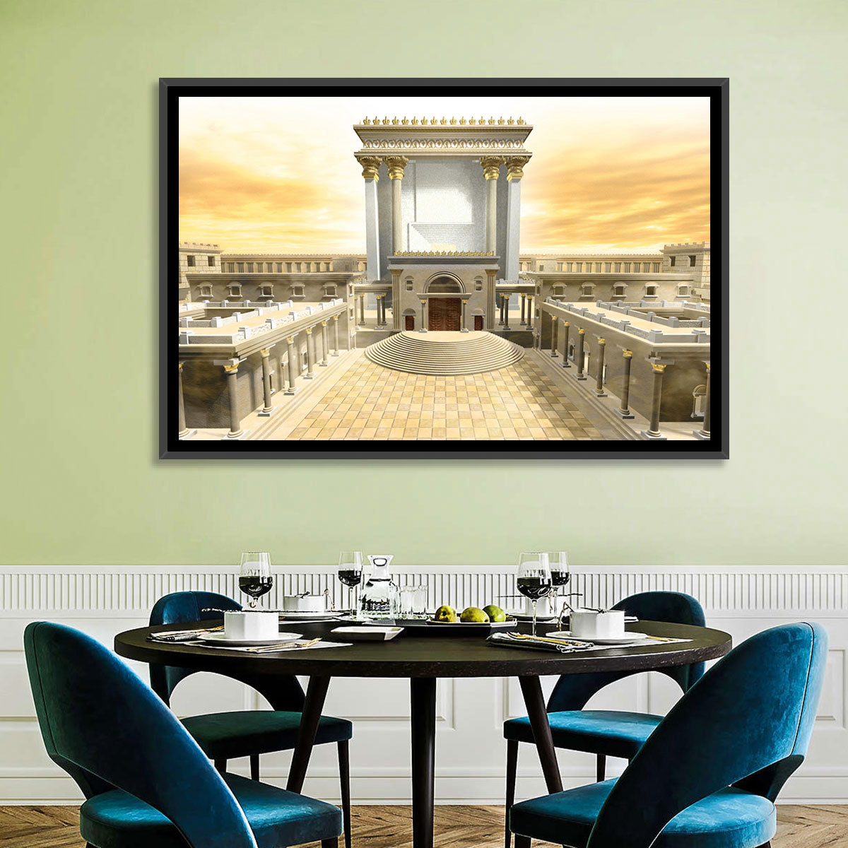 Herodian Temple at Sunset Wall Art in a room, landscape