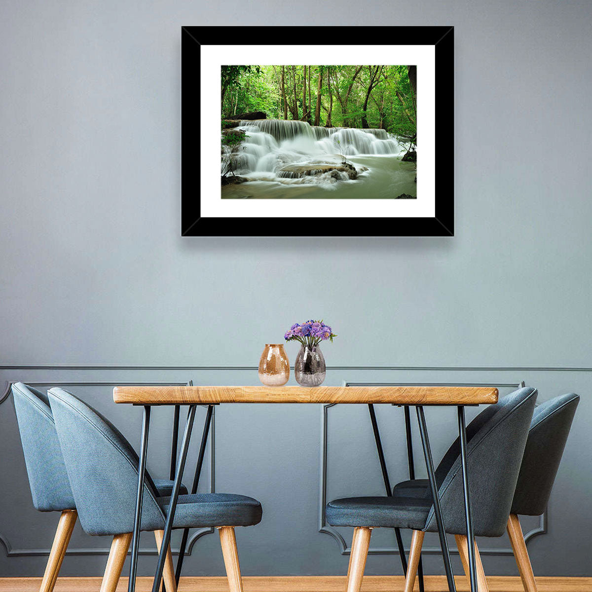 Erawan Falls Forest Cascade Wall Art in a room, landscape