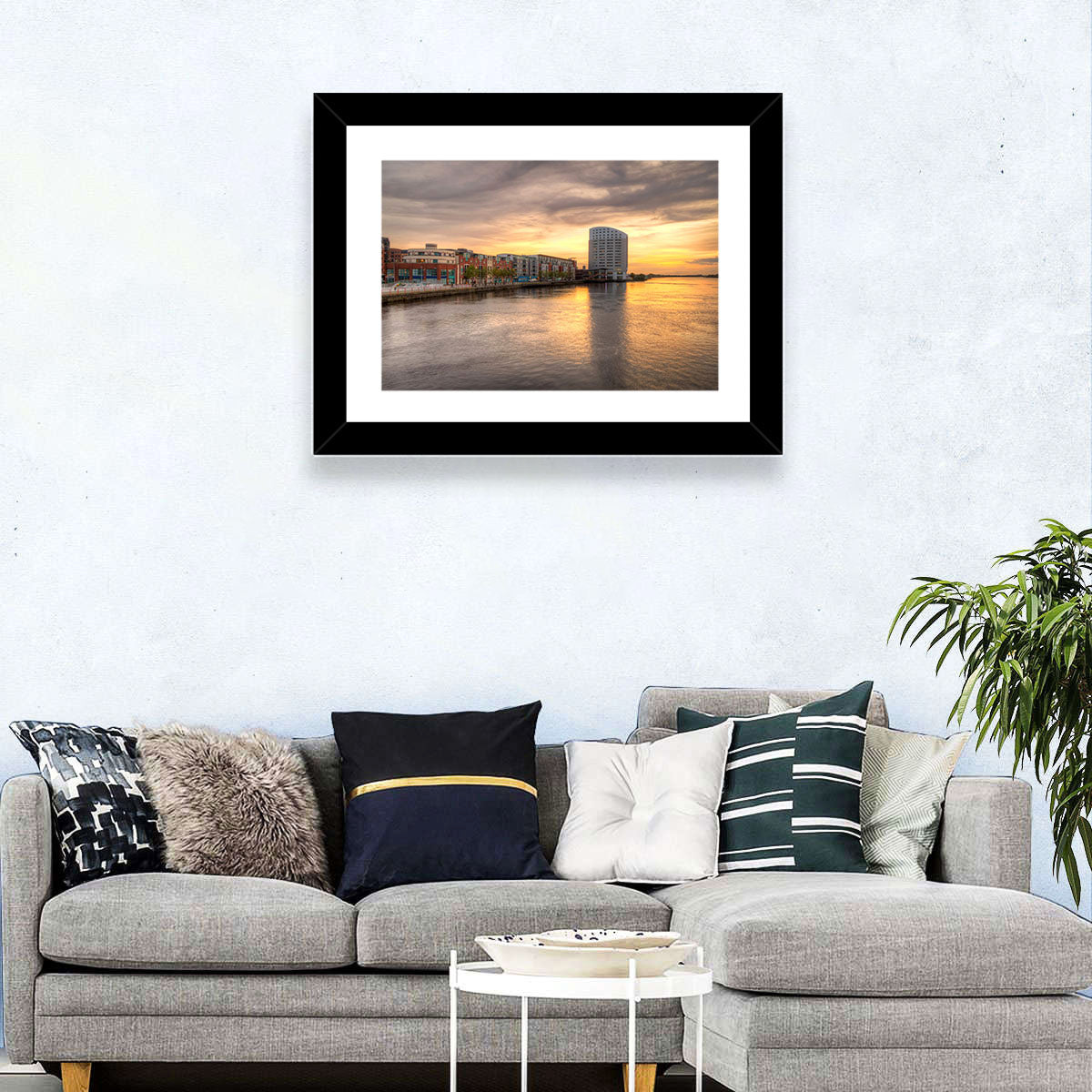 Limerick Riverside at Dusk Wall Art in a room, landscape
