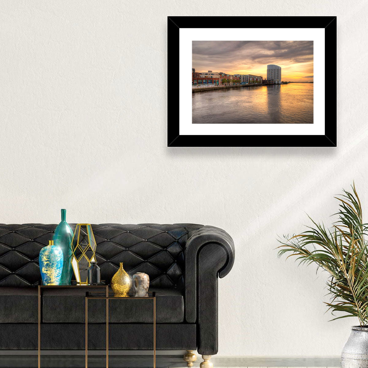 Limerick Riverside at Dusk Wall Art in a room, landscape