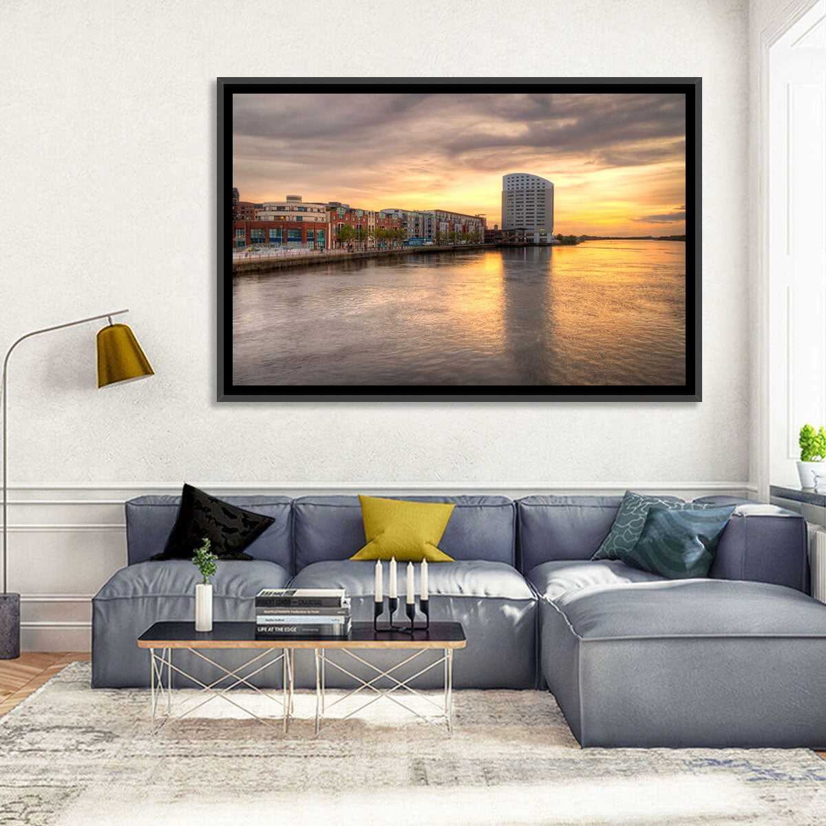 Limerick Riverside at Dusk Wall Art in a room, landscape