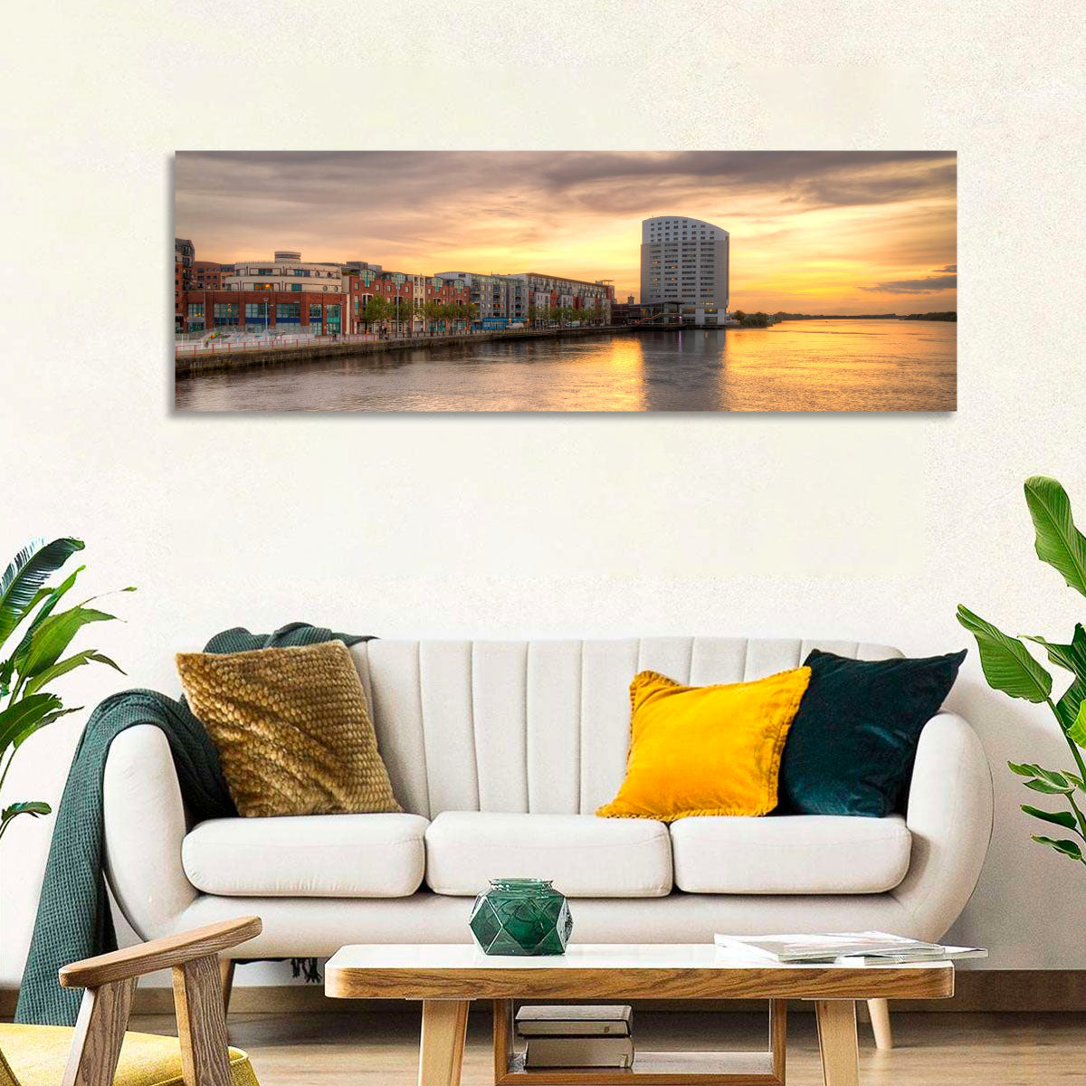 Limerick Riverside at Dusk Wall Art in a room, landscape