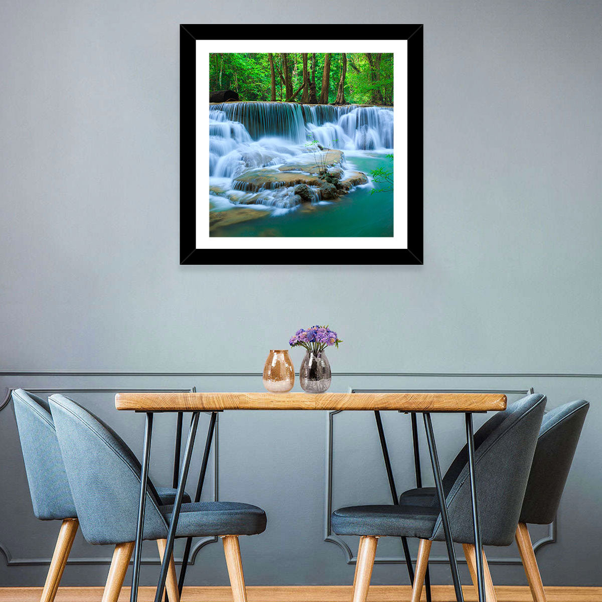 Huay Ma Khamin Erawan Waterfall Wall Art in a room, landscape