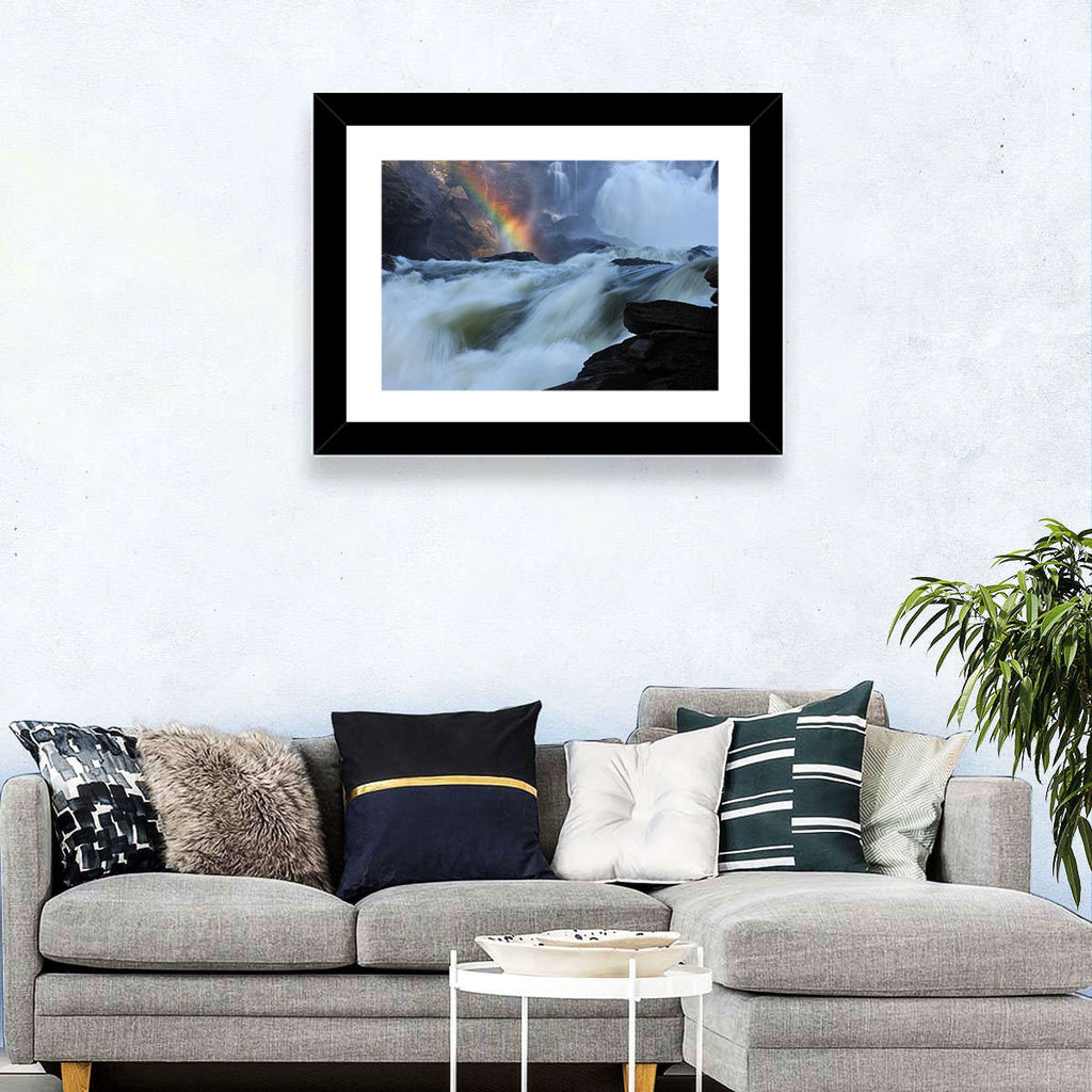 Rainbow Over Rushing River Wall Art