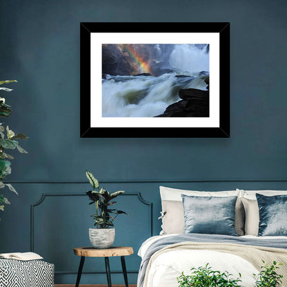 Rainbow Over Rushing River Wall Art