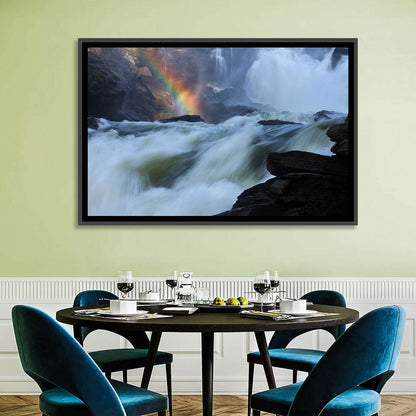 Rainbow Over Rushing River Wall Art