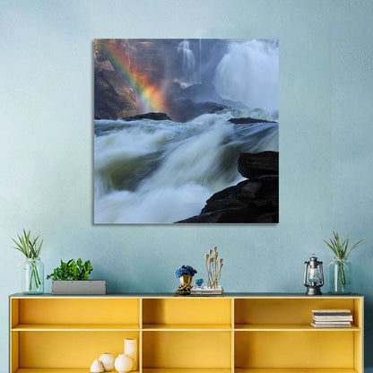 Rainbow Over Rushing River Wall Art
