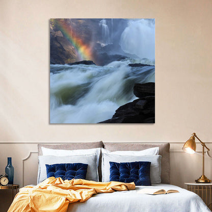 Rainbow Over Rushing River Wall Art