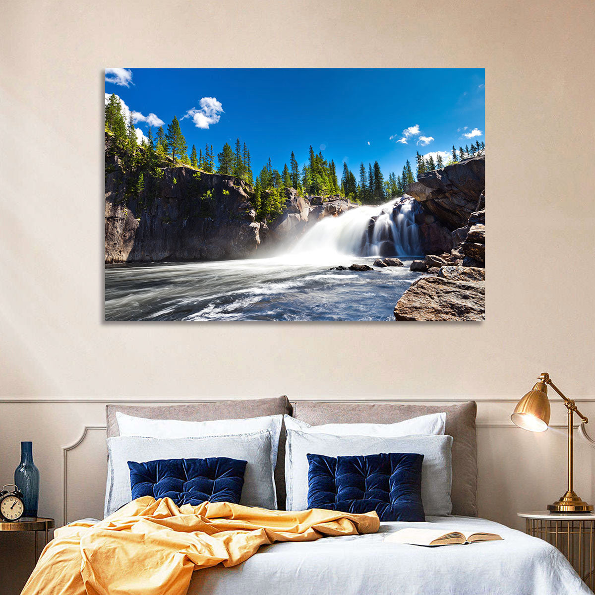 Misty Blue Waterfall Wall Art