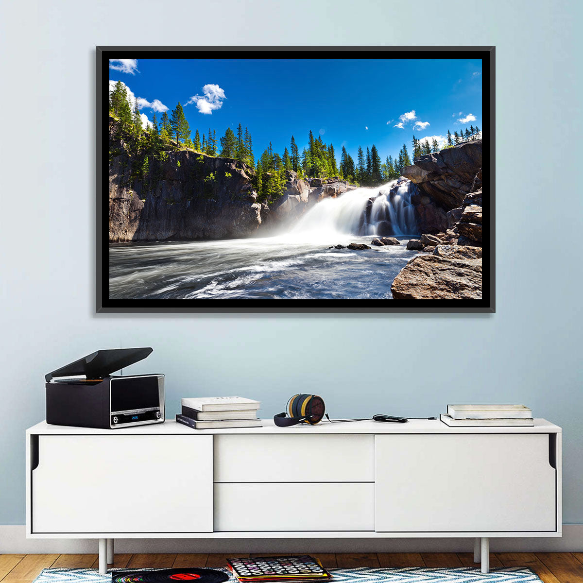 Misty Blue Waterfall Wall Art
