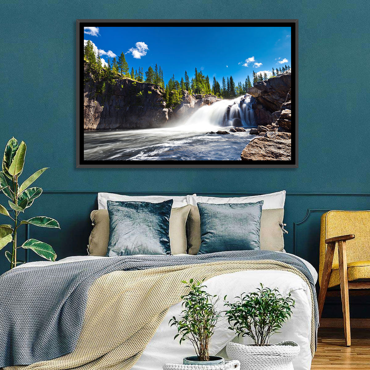 Misty Blue Waterfall Wall Art